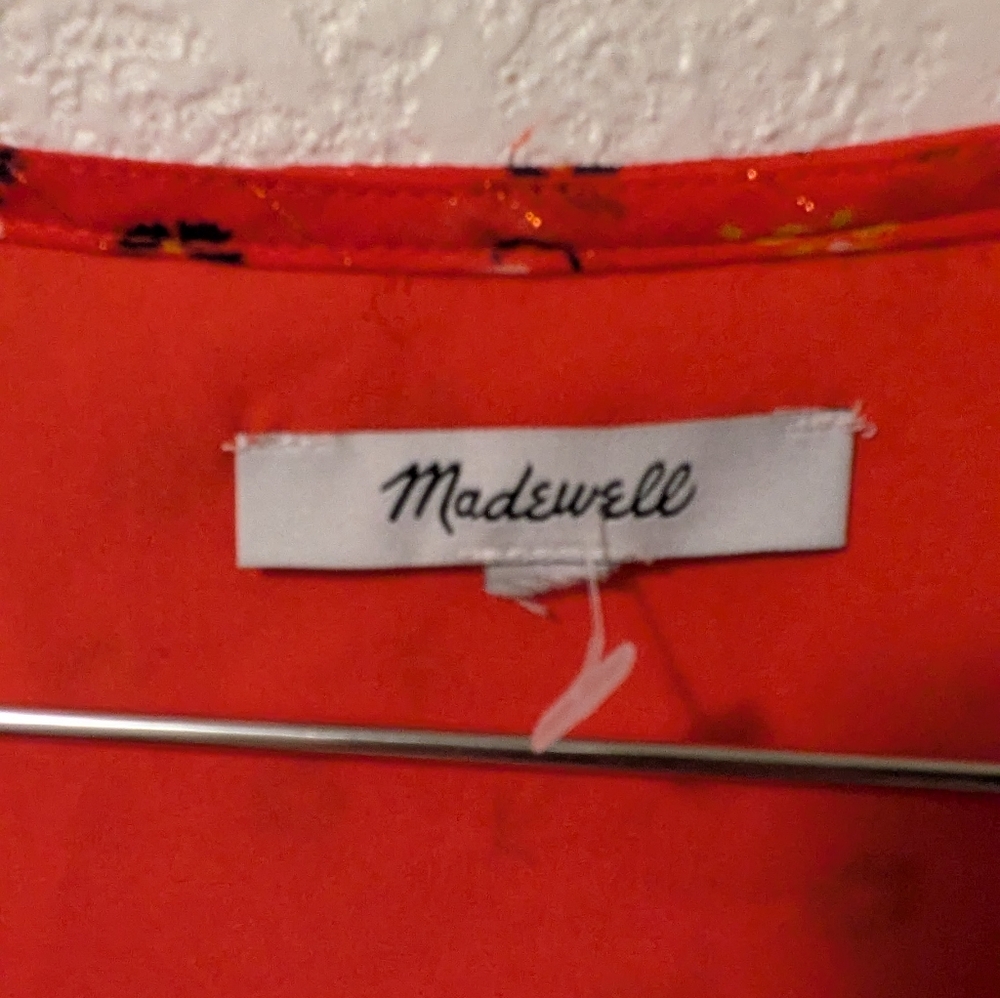 Madewell Red Wrap Peplum Blouse - Picture 3 of 7